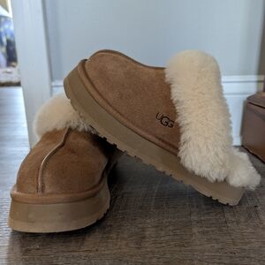 UGG Chestnut Suede Shearling Lined Slippers